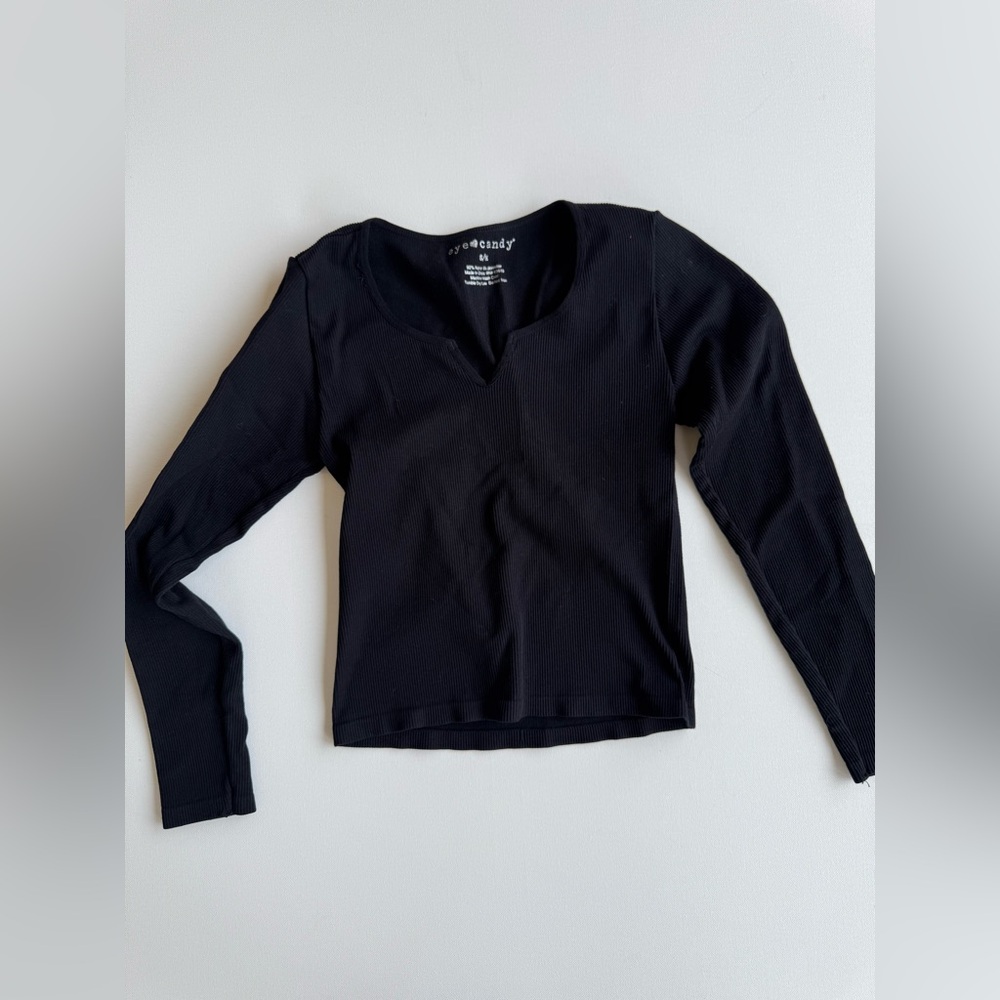 ✨Women's Black Ribbed Long Sleeve Top✨